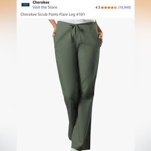 Cherokee Women's Olive Green scrub pants Flare Leg

1B